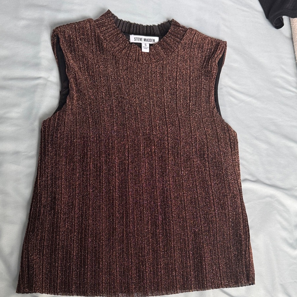 Steve Madden Metallic Bronze Sleeveless Top